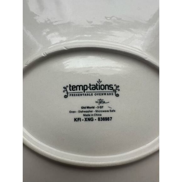 Temptations OLD WORLD RED Thanksgiving 13x10 3qt Casserole Baker Oven To Table - Picture 3 of 4